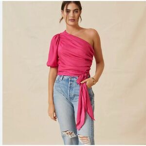 Anthropologie Dolan Ruched One-Shoulder Blouse